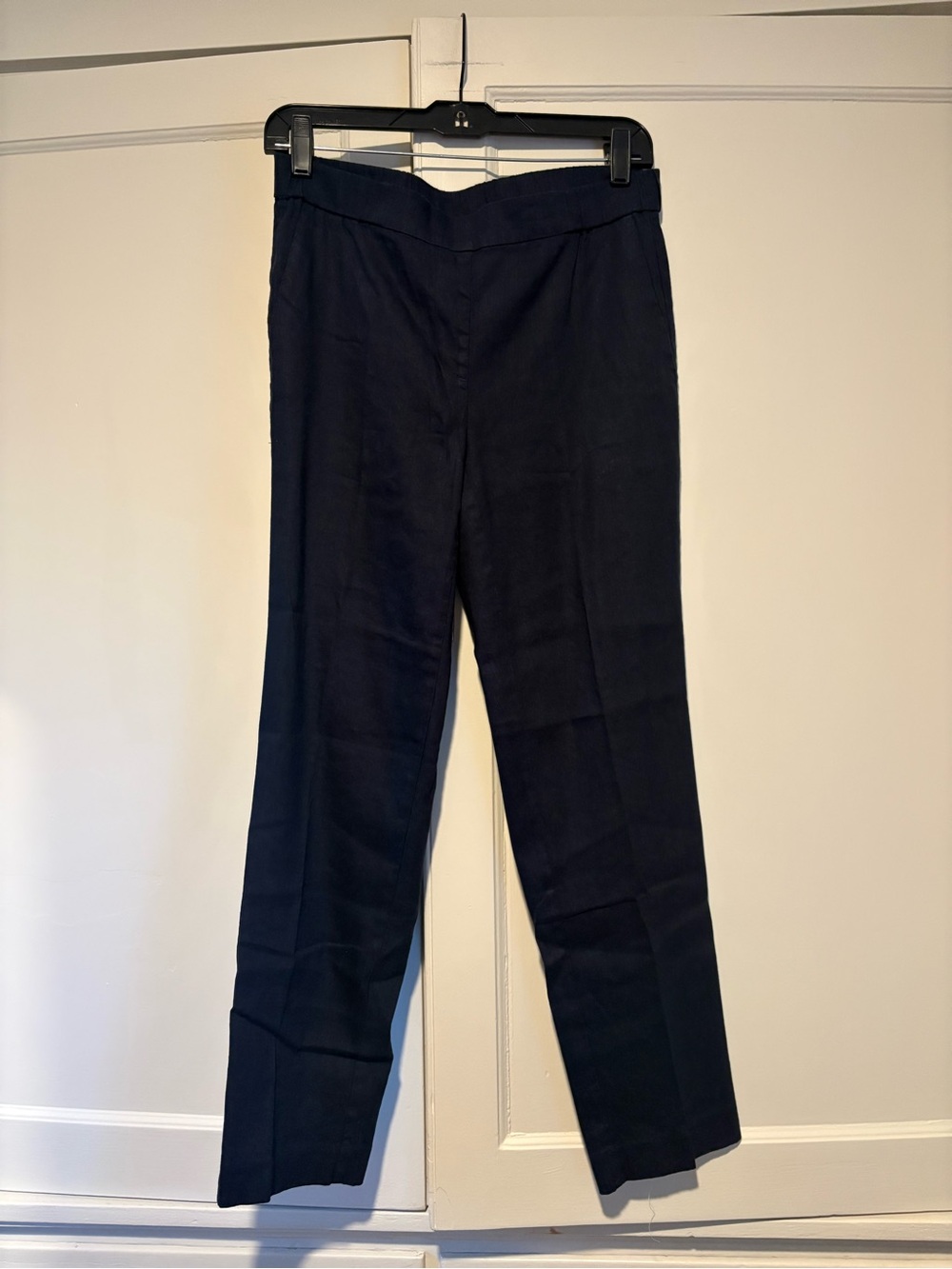 J. Jill Navy Linen Blend Stretch Straight Leg Pants